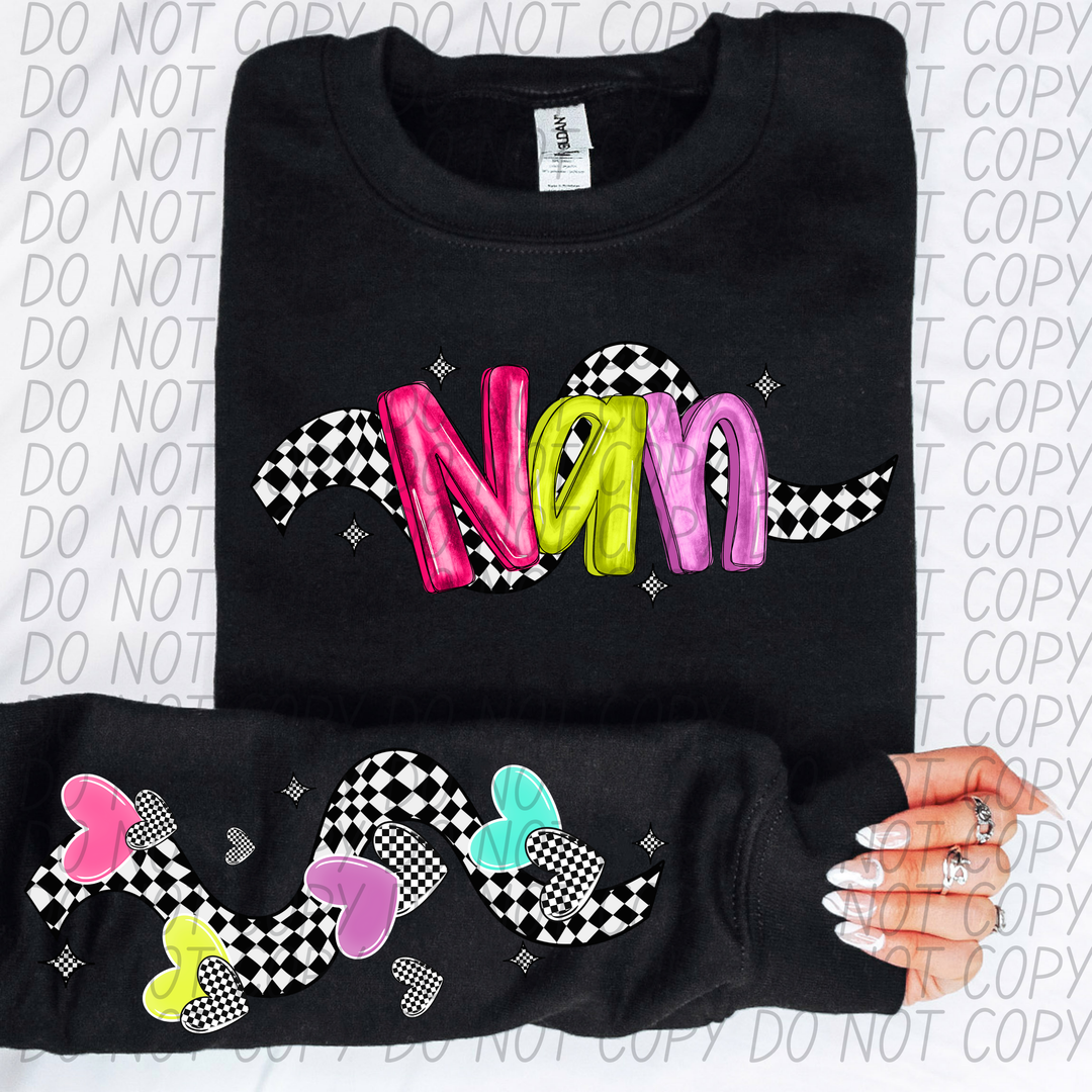 Bright Checkered Names FRONT DTF Print