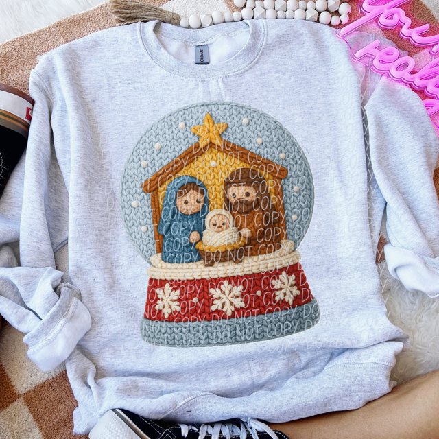 Nativity Snow Globe DTF Print