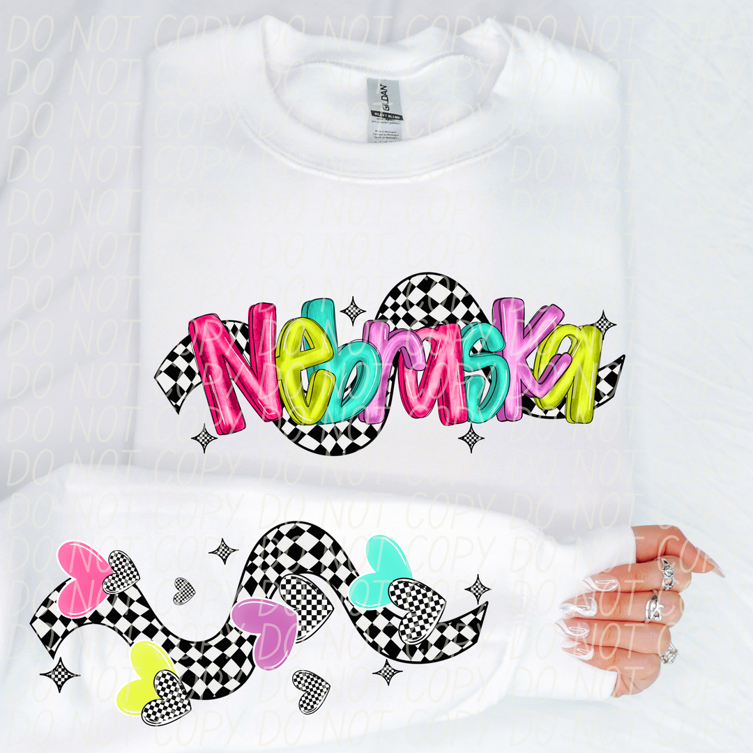 Bright Checkered States SLEEVE DTF Print