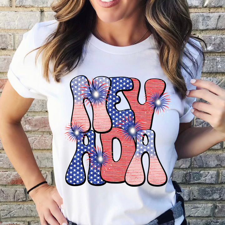 Patriotic Stars and Stripes States DTF Print