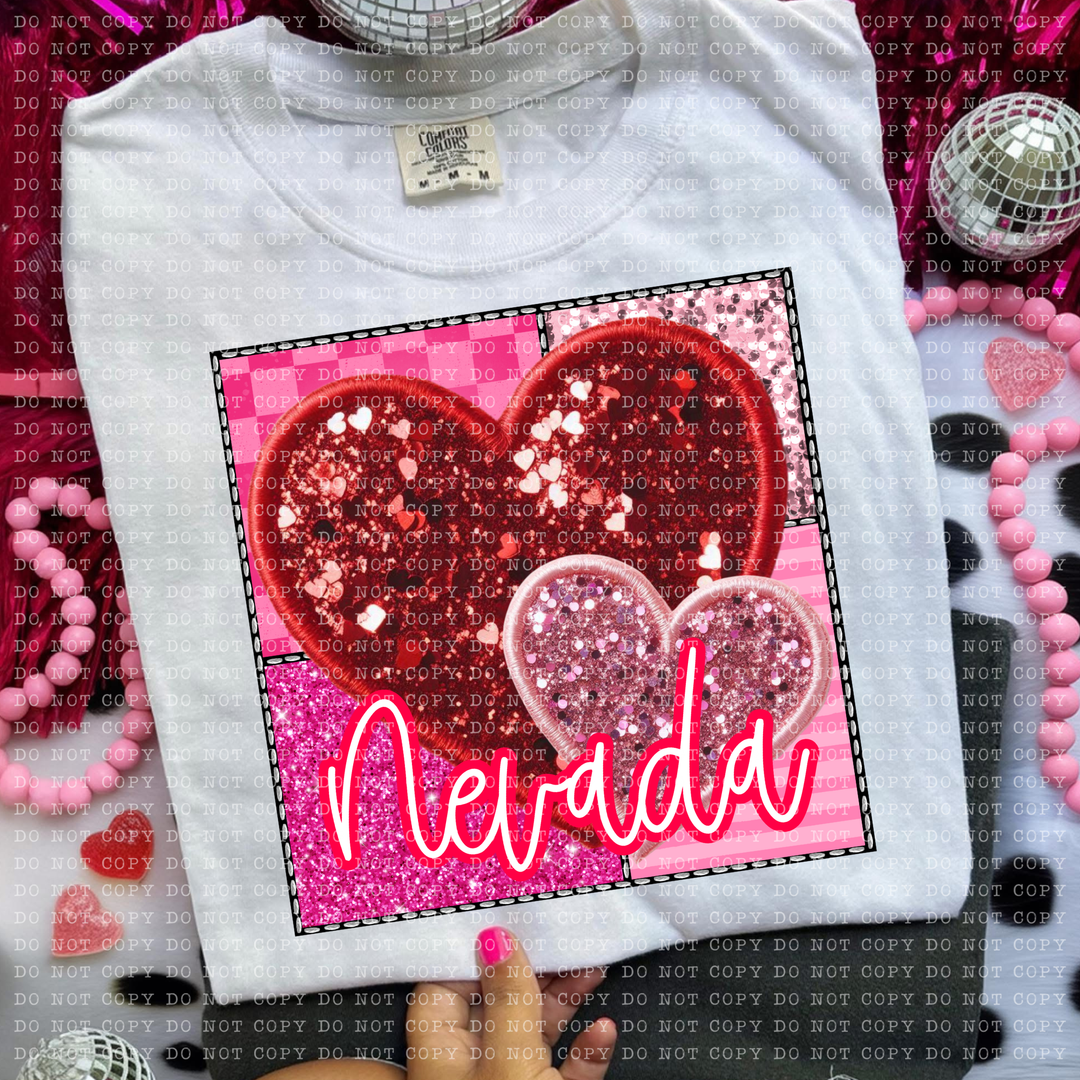 Sparkle Heart States DTF Print