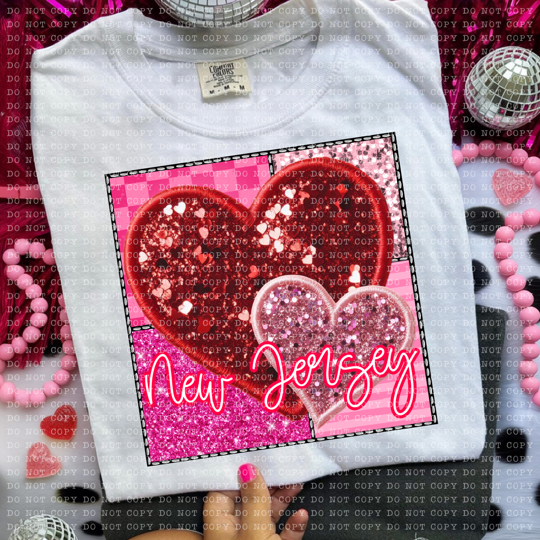 Sparkle Heart States DTF Print