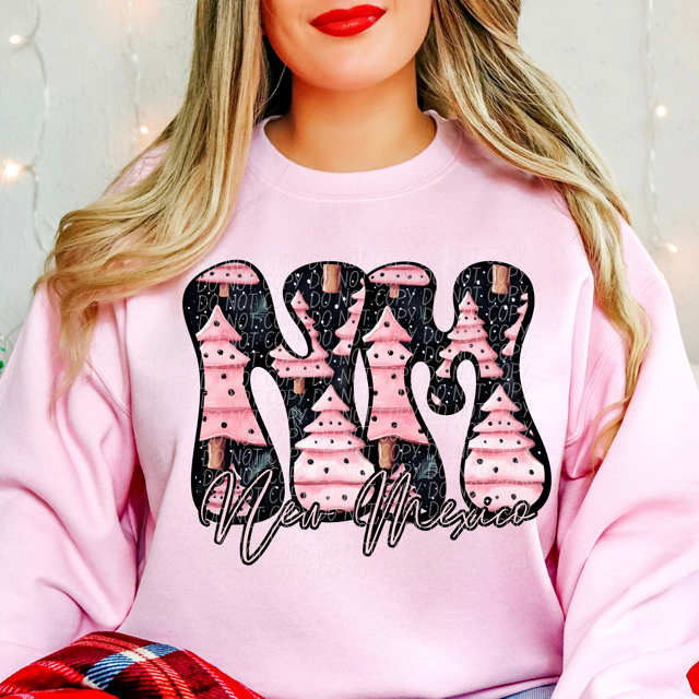 Pink Christmas States DTF Print