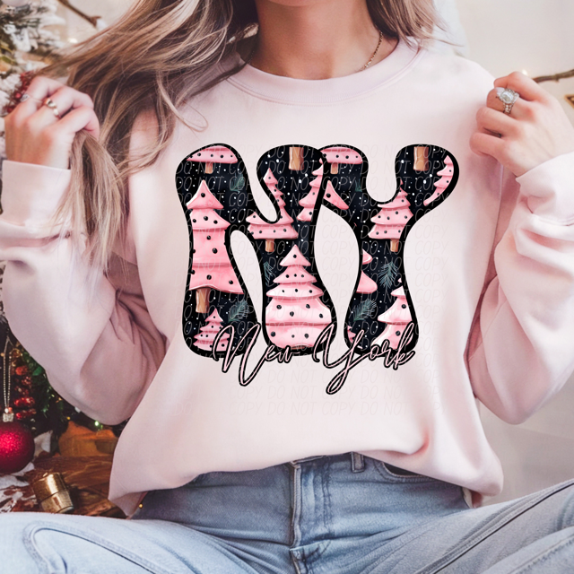 Pink Christmas States DTF Print