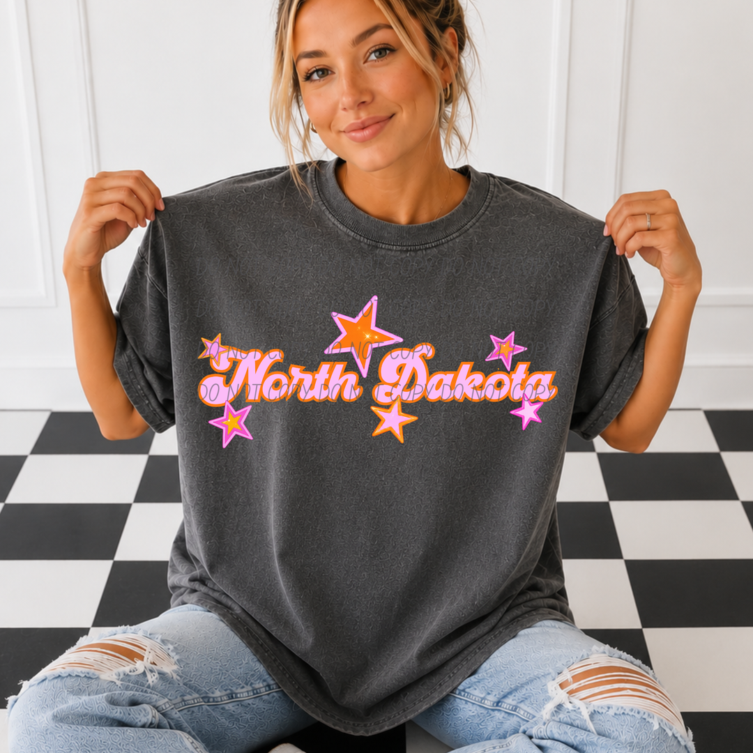 Pink and Orange States DTF Print