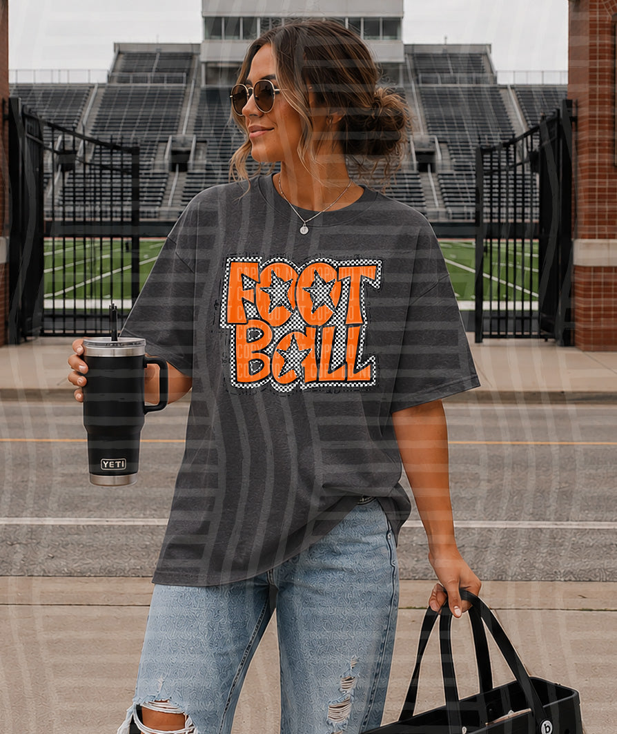 Preppy Checker Football Stars DTF Print