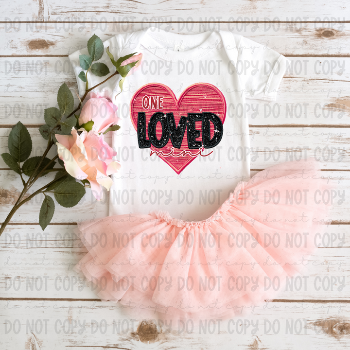 One Loved Mama and Mini Faux Embroidery Heart DTF Print