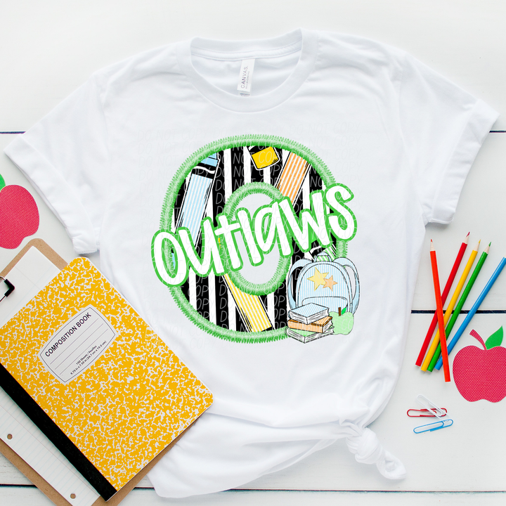 Green Letter Back to School Mascots Youth DTF Print