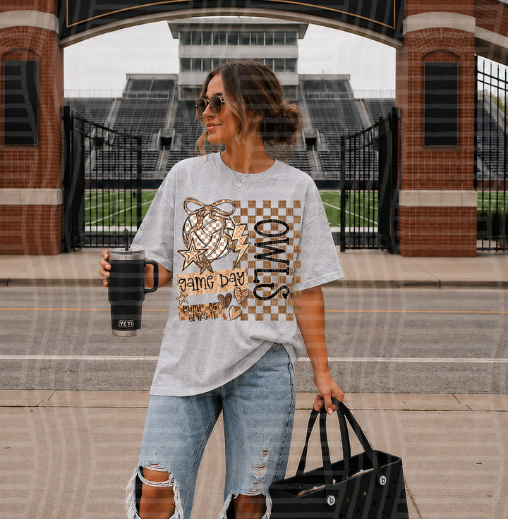 Glittery Game Day Volleyball Checks Mascots DTF Print