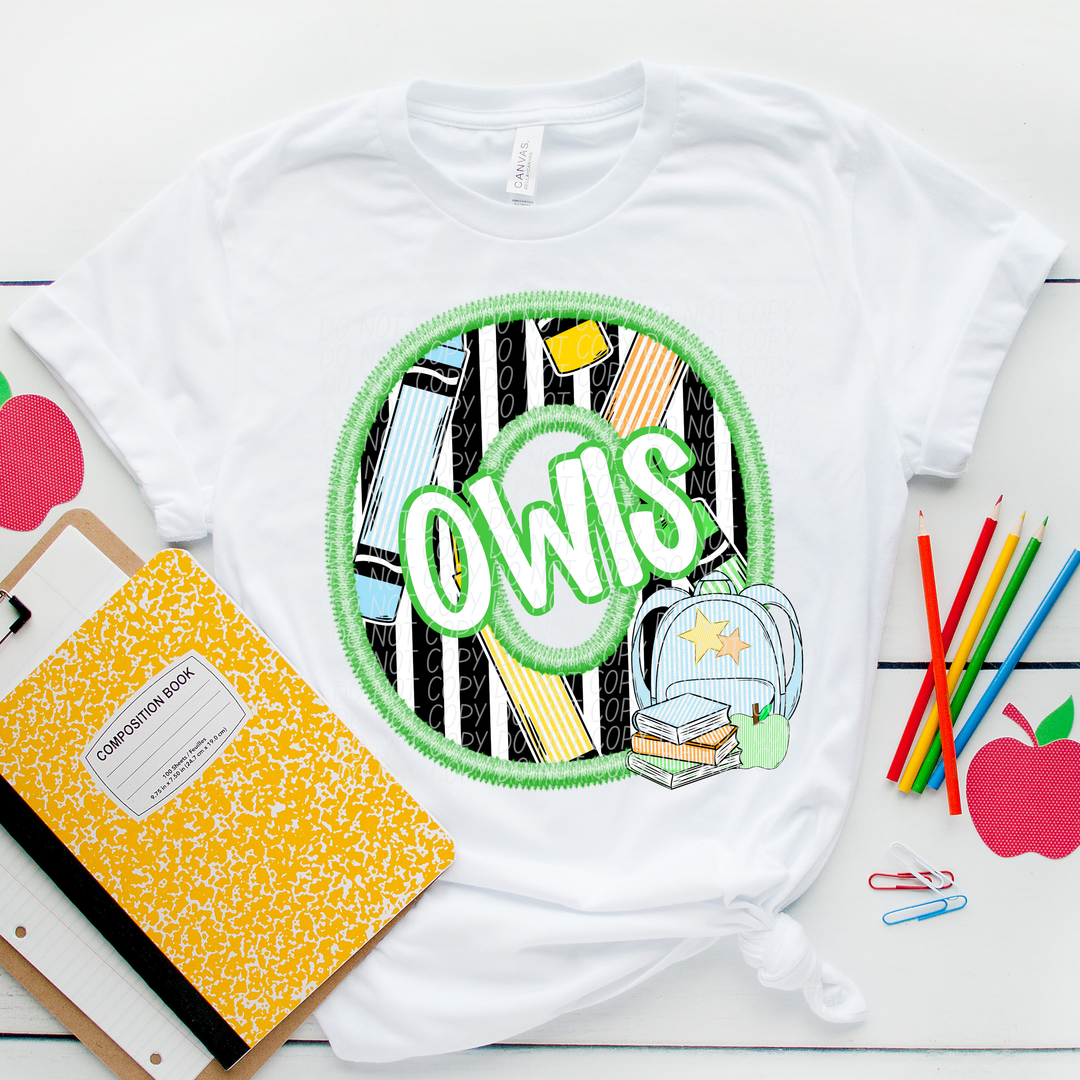 Green Letter Back to School Mascots Youth DTF Print