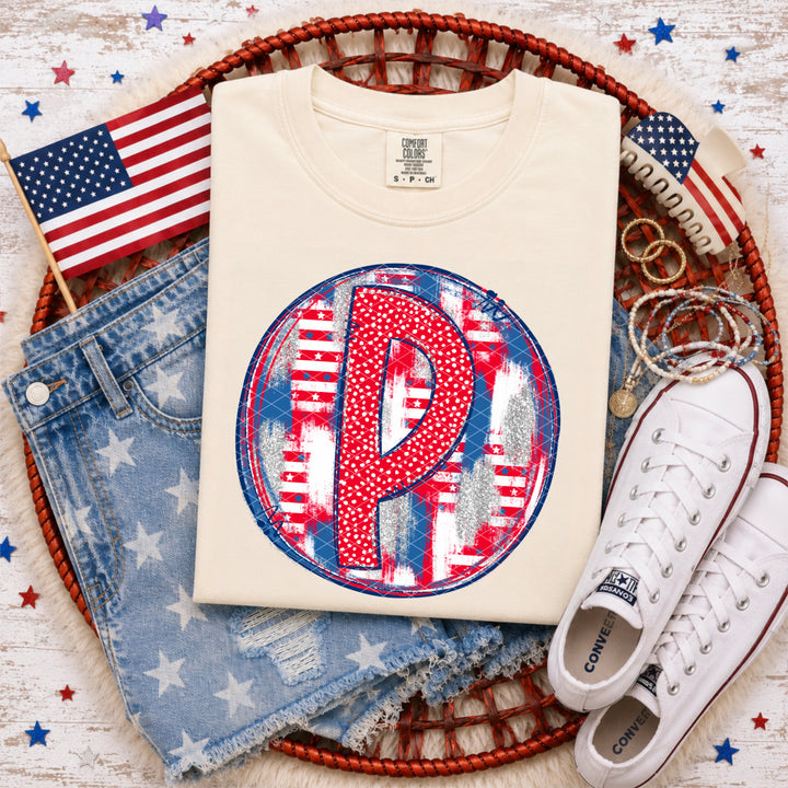 Patriotic Brush Strokes Letter Collection DTF Print