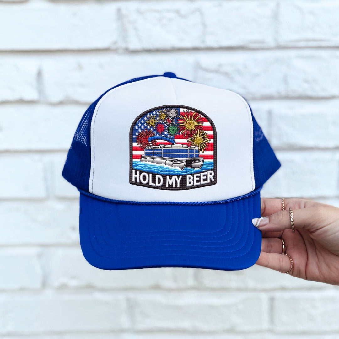 Patriotic Hold my Beer Faux Patch DTF Print