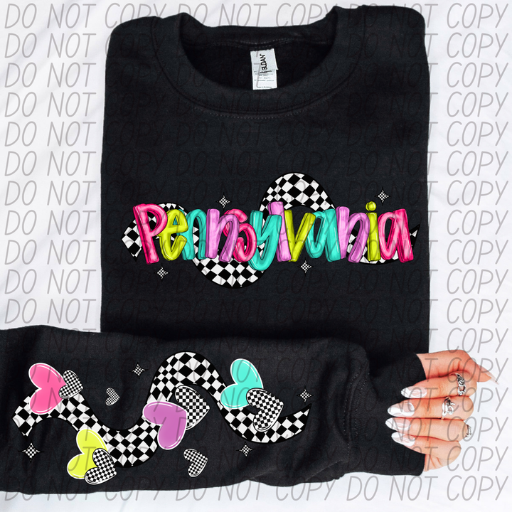 Bright Checkered States SLEEVE DTF Print