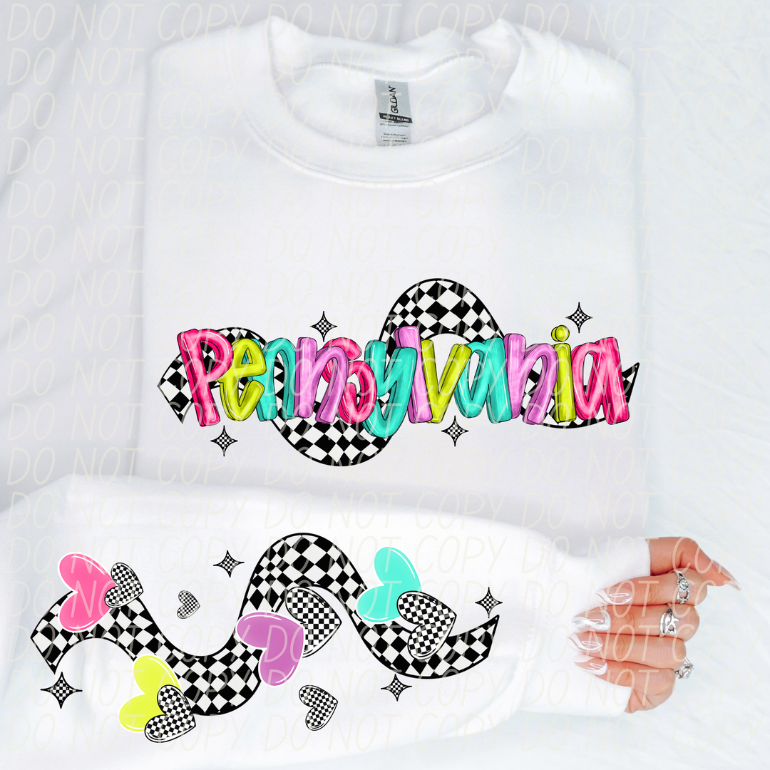 Bright Checkered States SLEEVE DTF Print