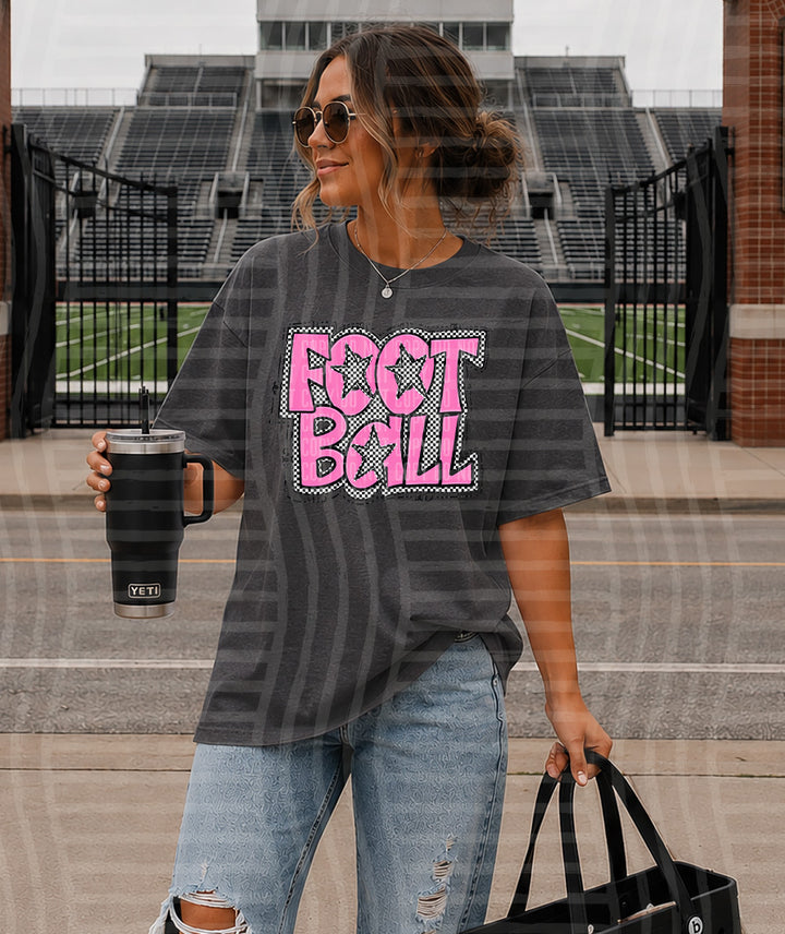 Preppy Checker Football Stars DTF Print