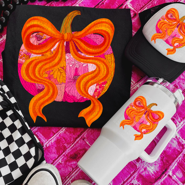 Pink Orange Pumpkin DTF Print