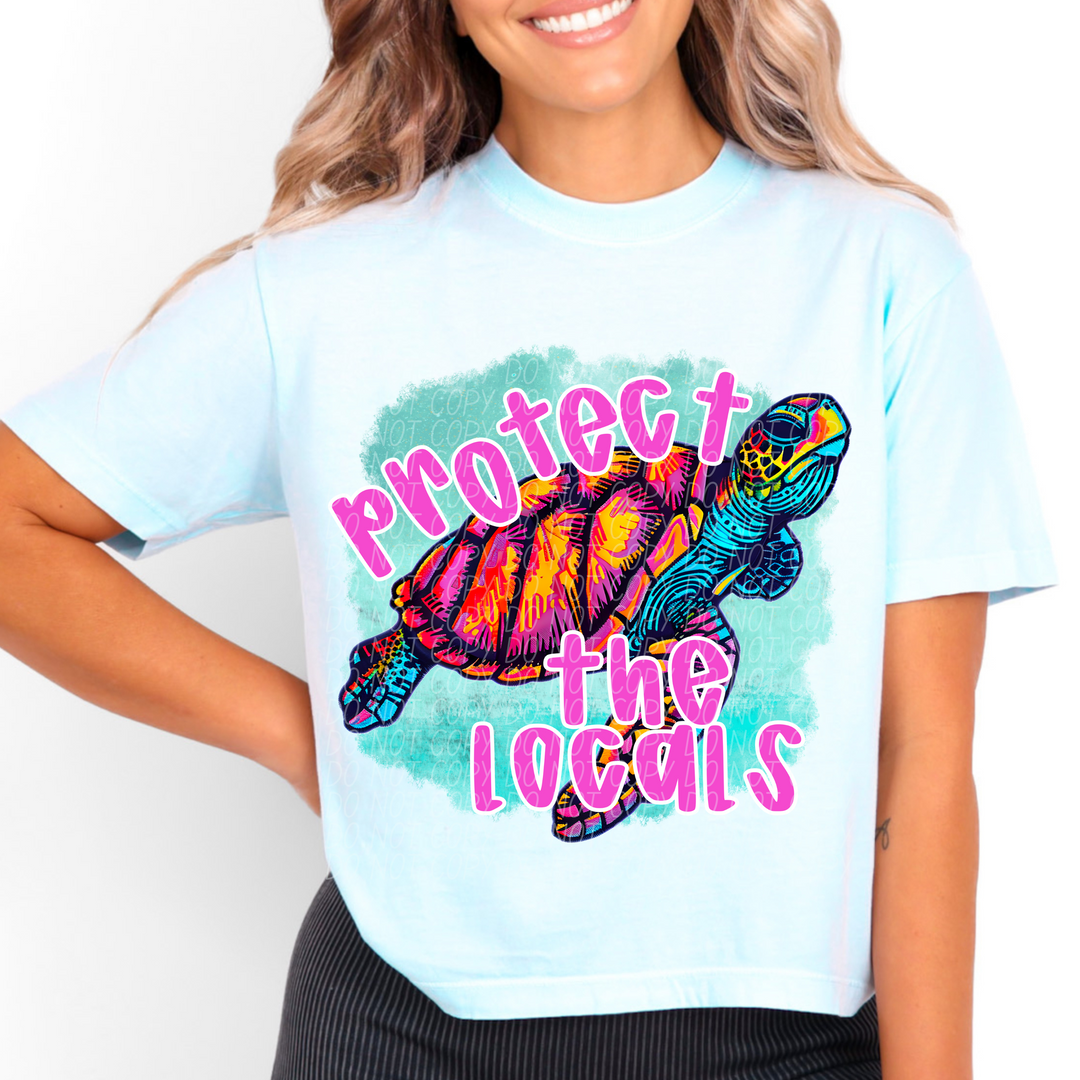 Protect the Locals Pink Turtle DTF Print