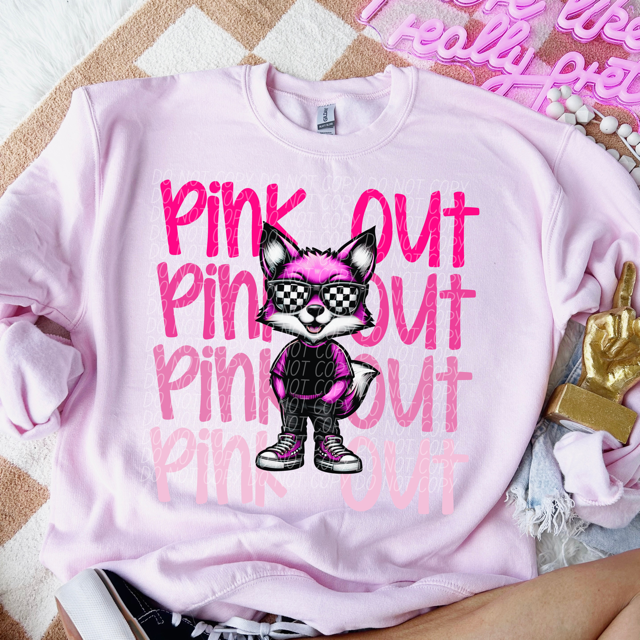 Pink Out Stacked Mascot DTF Print