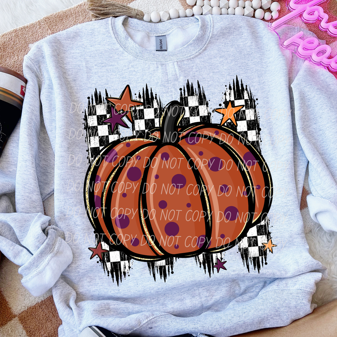 Polka Dot Pumpkin DTF Print
