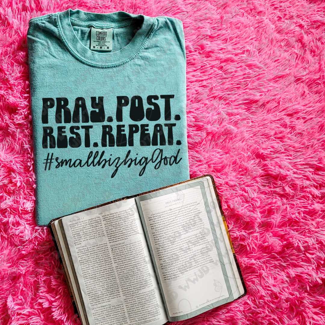 Pray Posts Pray Post Rest Repeat DTF Print – Simple Tymes