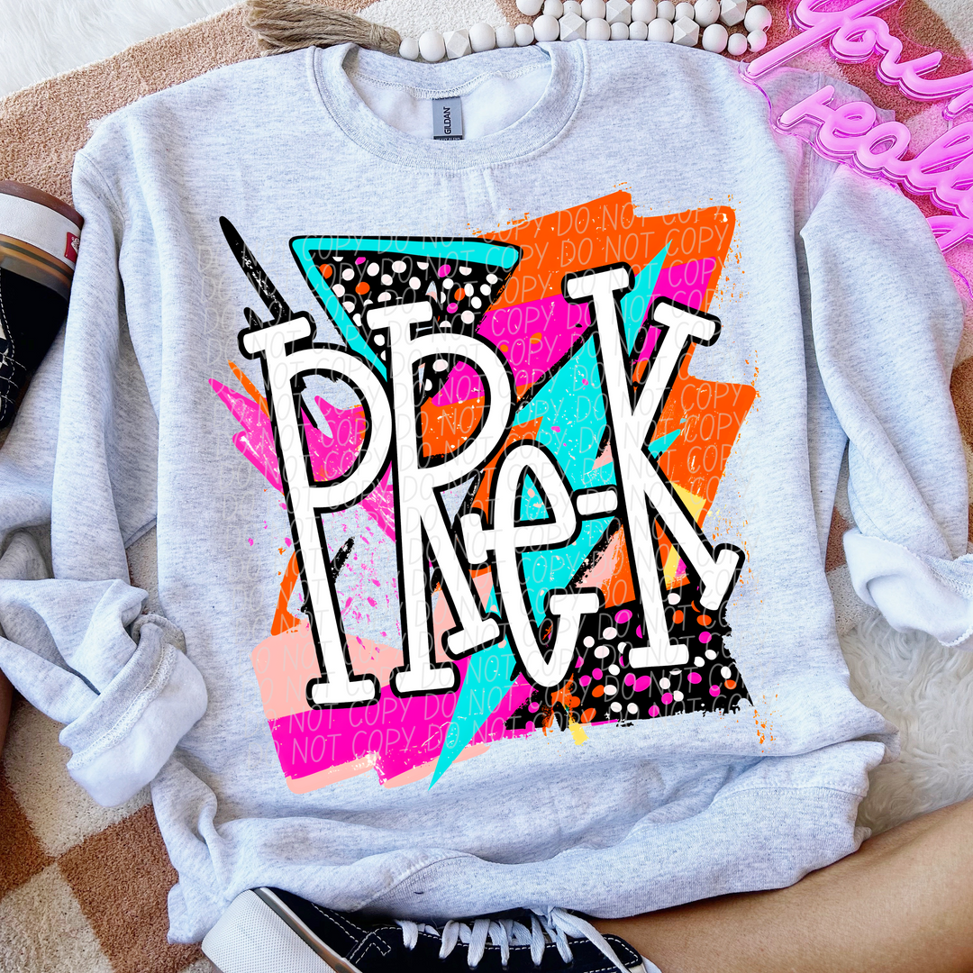 Bright Retro School Grades DTF Print