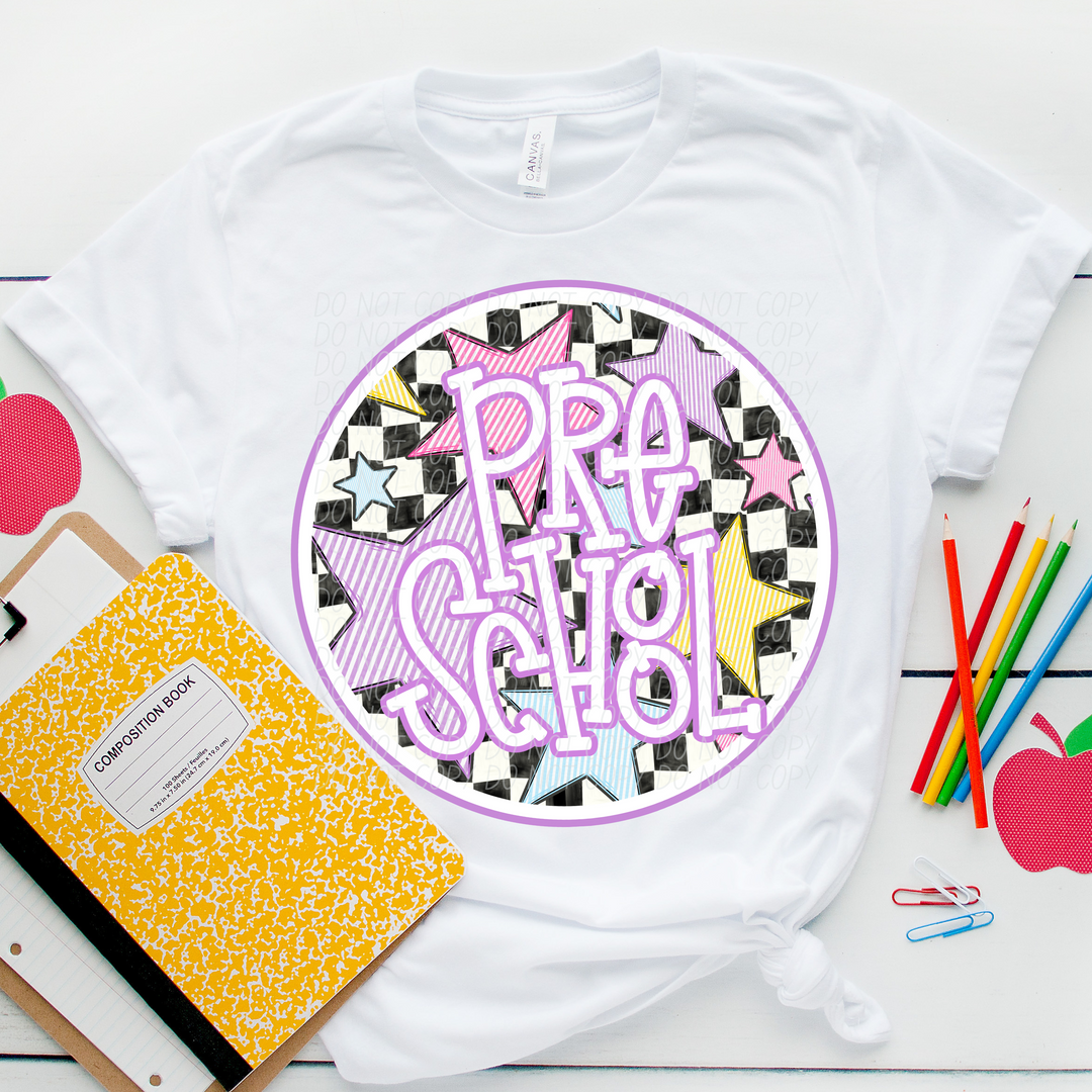 Back To School Stars Purple - Grade Levels DTF Print