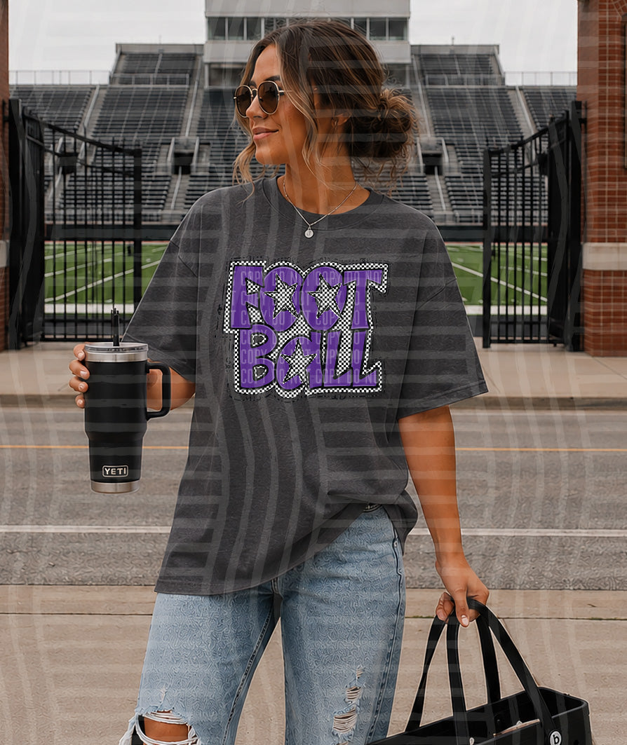 Preppy Checker Football Stars DTF Print