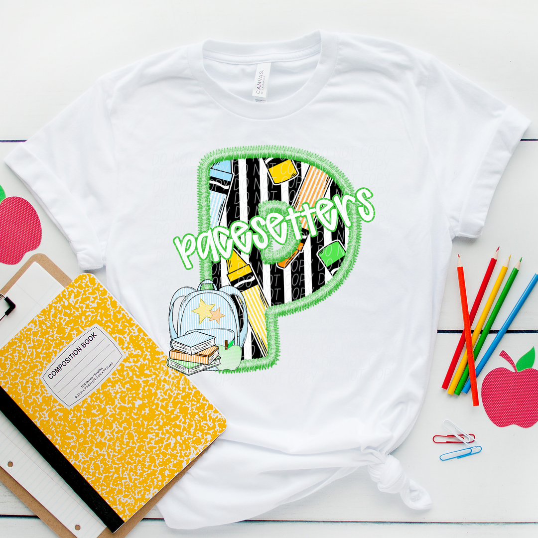 Green Letter Back to School Mascots Youth DTF Print