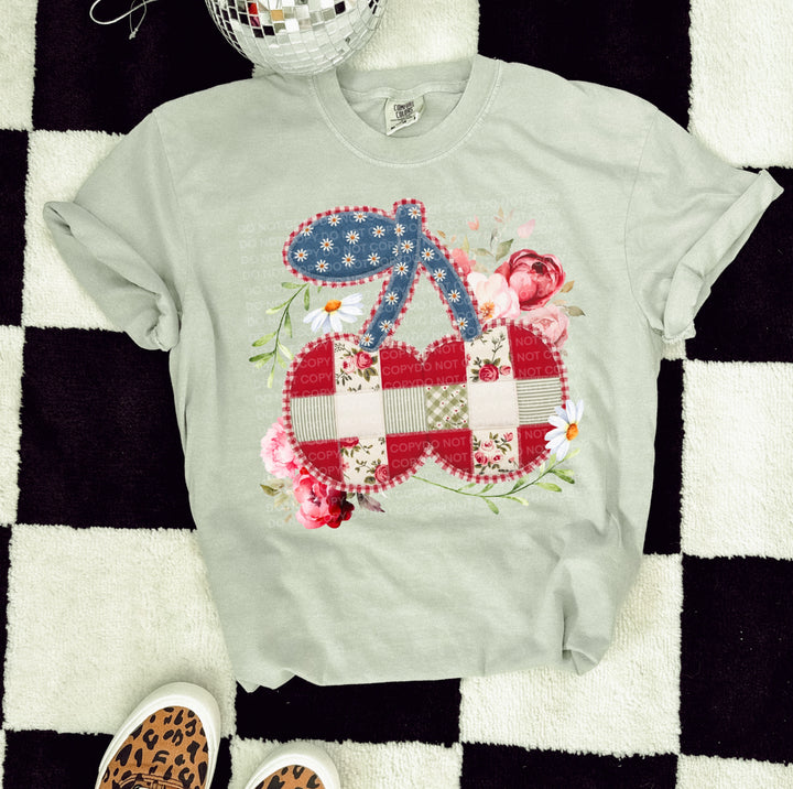 Cherries Patchwork DTF Print
