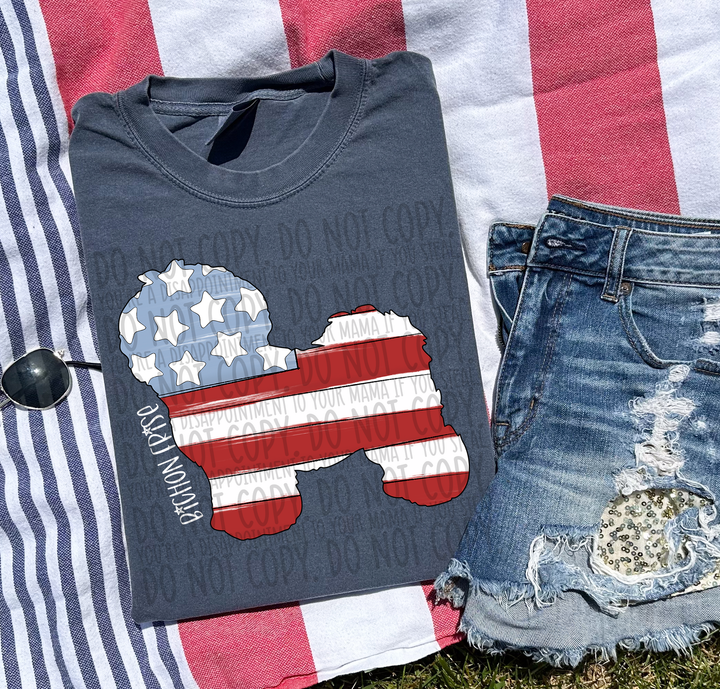 Patriotic Dog Designs White Text DTF Print