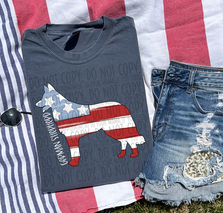 Patriotic Dog Designs White Text DTF Print