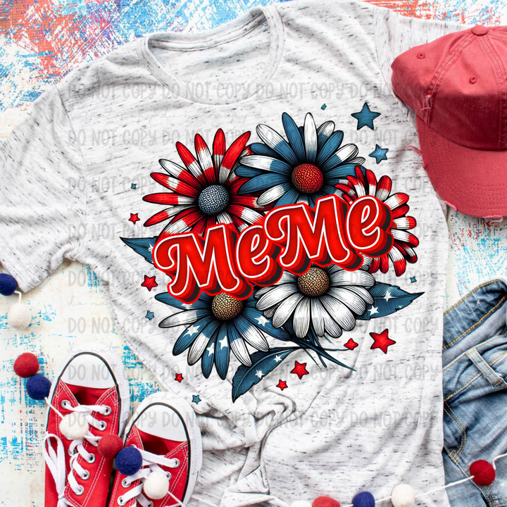 Patriotic Floral Titles DTF Print