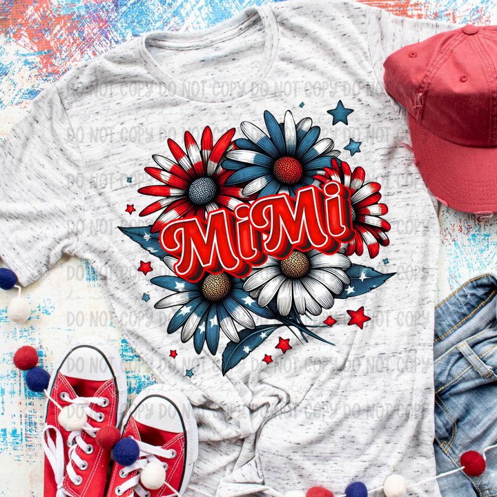 Patriotic Floral Titles DTF Print