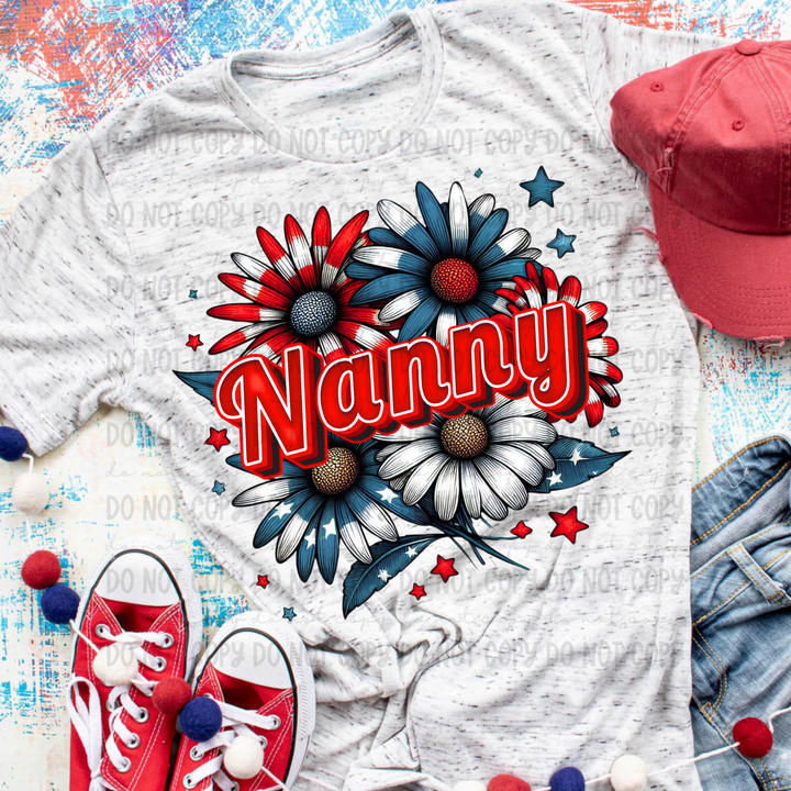 Patriotic Floral Titles DTF Print