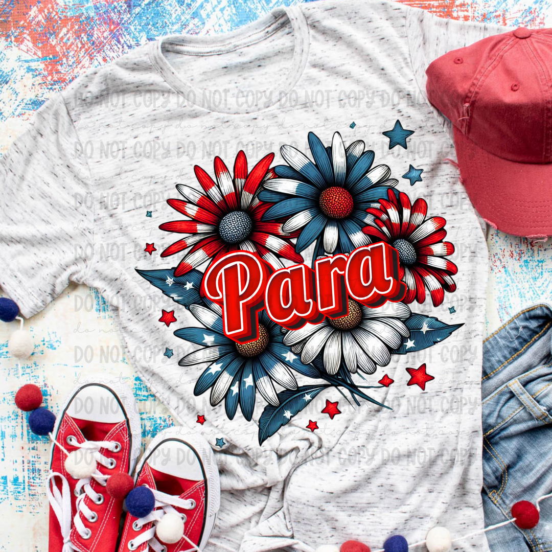 Patriotic Floral Titles DTF Print