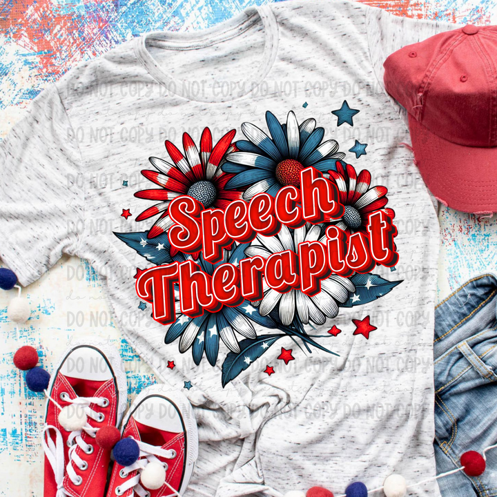 Patriotic Floral Titles DTF Print