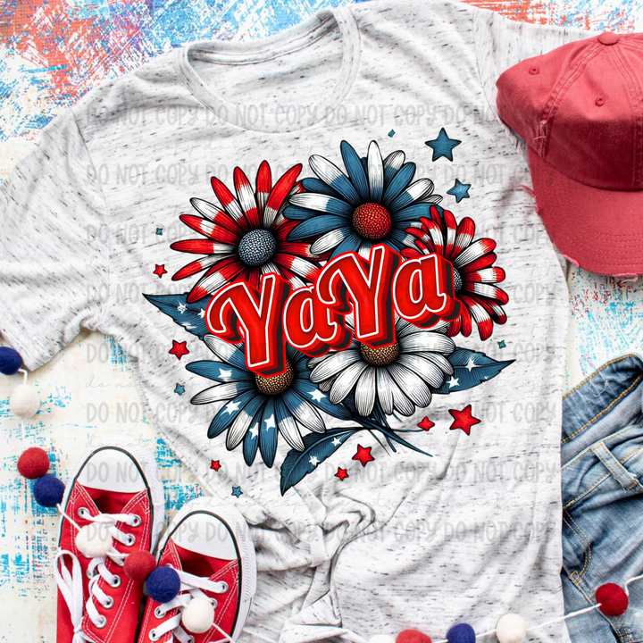 Patriotic Floral Titles DTF Print