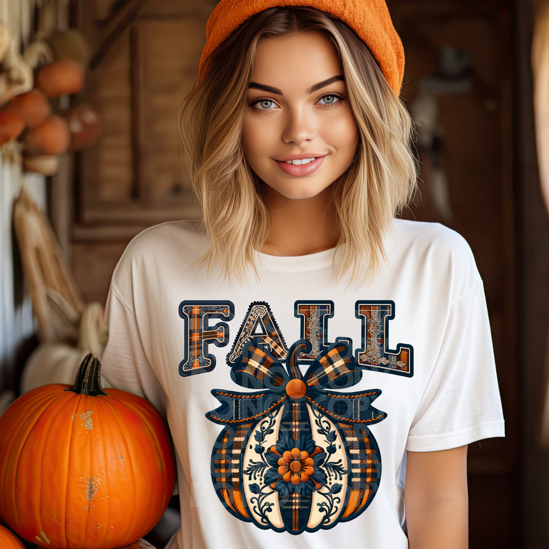 Fall Plaid Pumpkin DTF Print