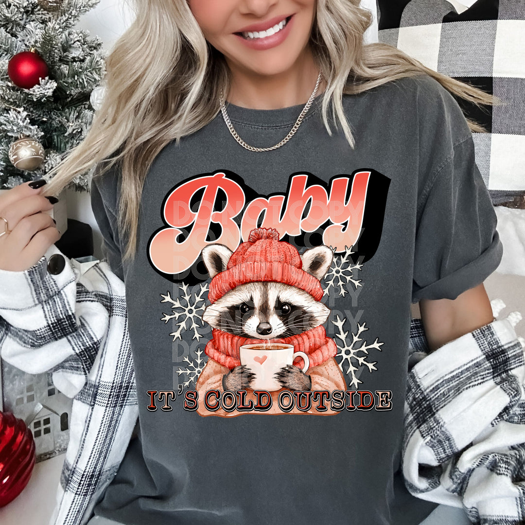 Baby It's Cold Outside Raccoon DTF Print