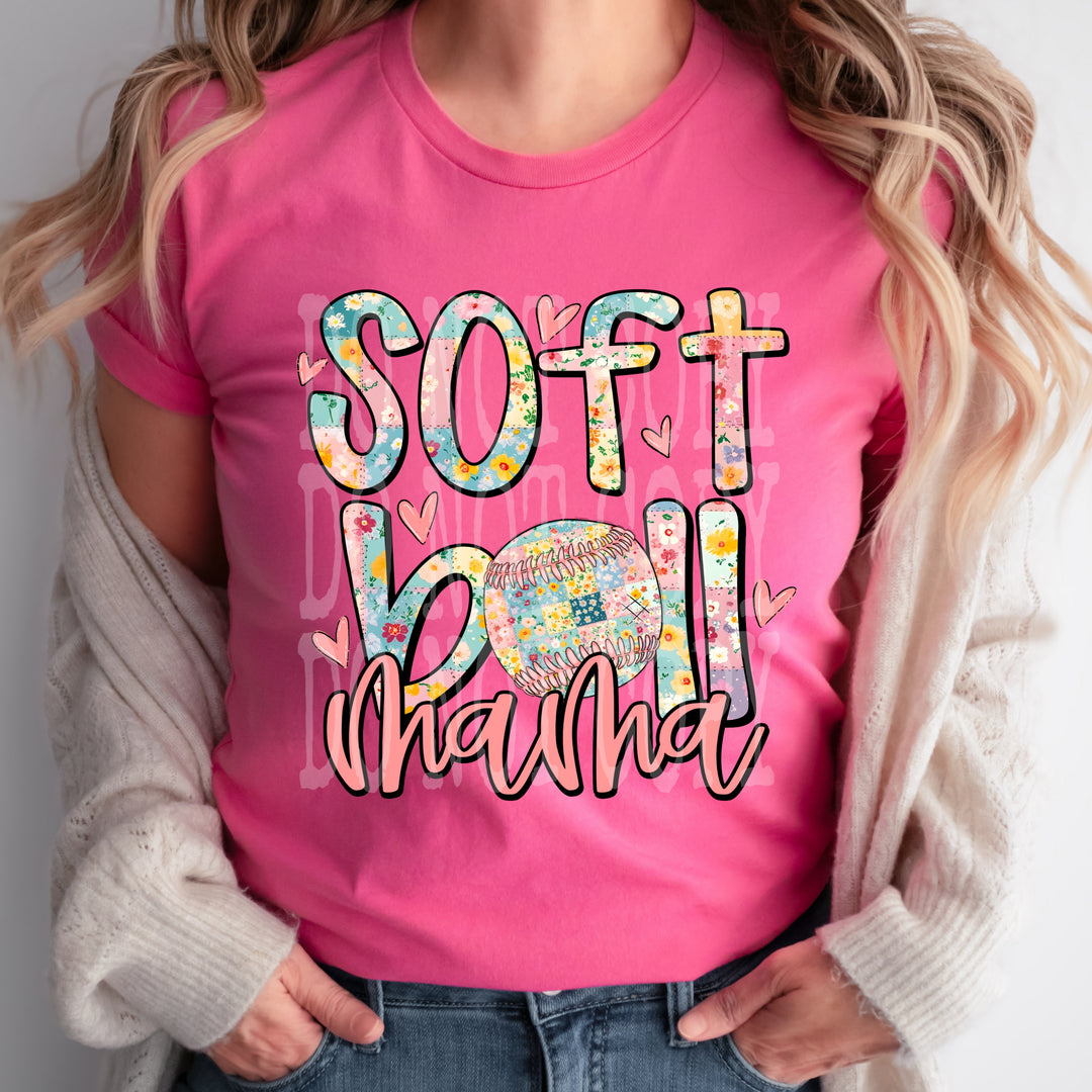 Softball Mama Floral DTF Print