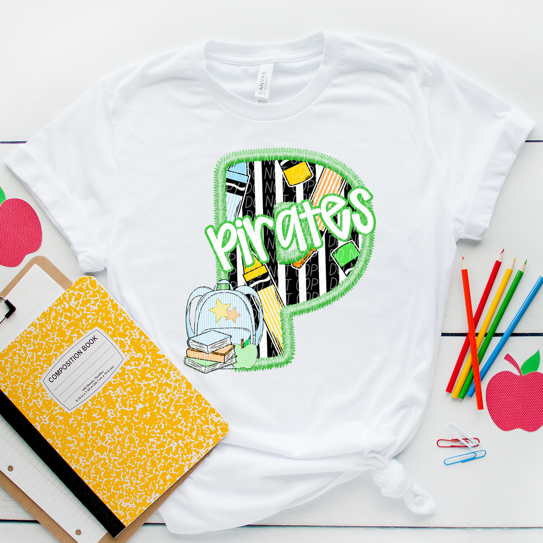 Green Letter Back to School Mascots Youth DTF Print