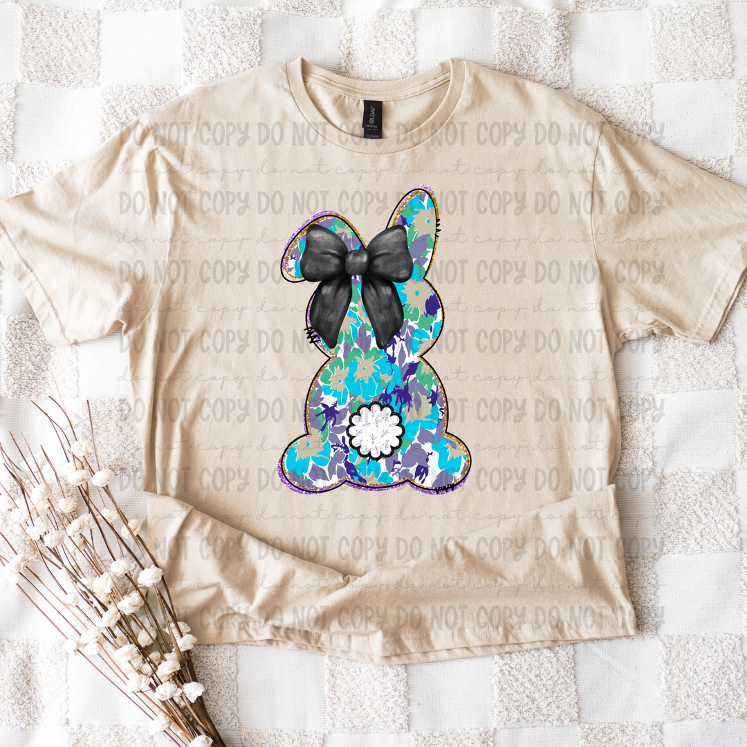 Purple Floral Bunny DTF Print