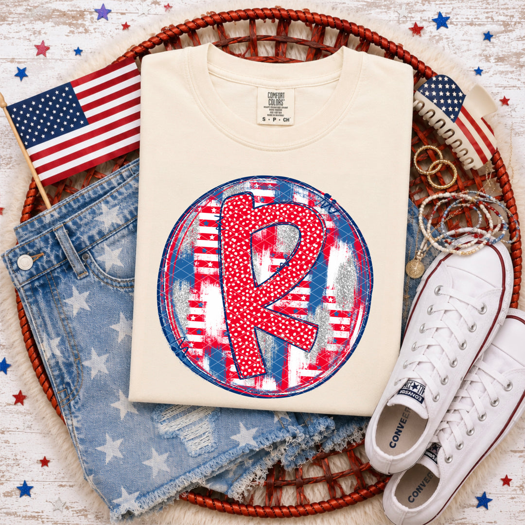 Patriotic Brush Strokes Letter Collection DTF Print