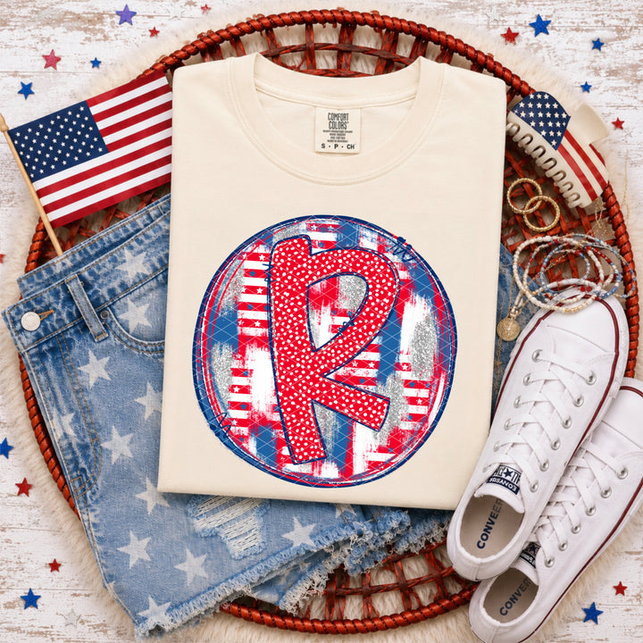 Patriotic Brush Strokes Letter Collection DTF Print