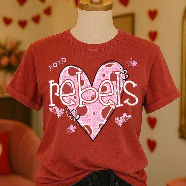 Valentine's Mascot Pink and Red DTF Print