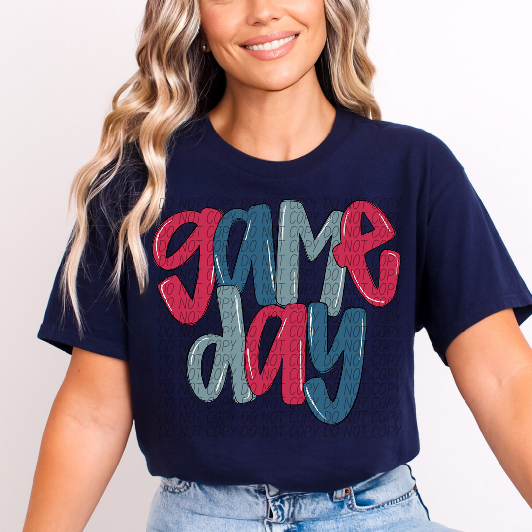 Game Day Blue and Red DTF Print