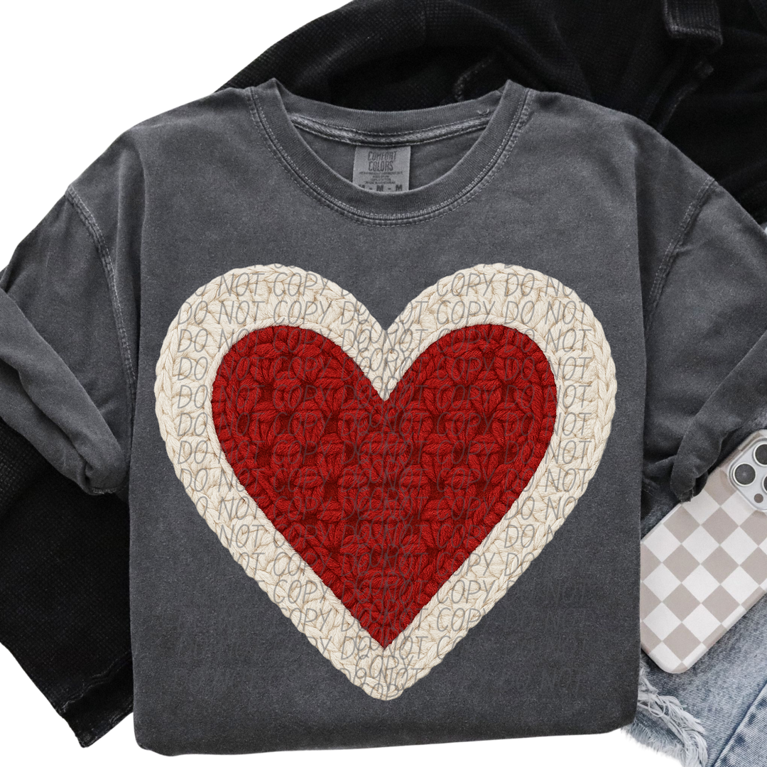 Red and White Heart DTF Print