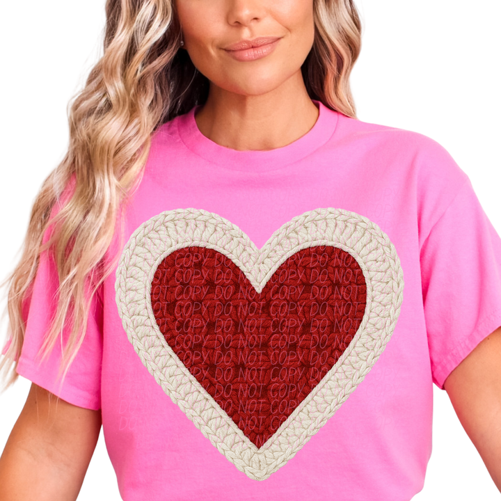 Red and White Heart DTF Print