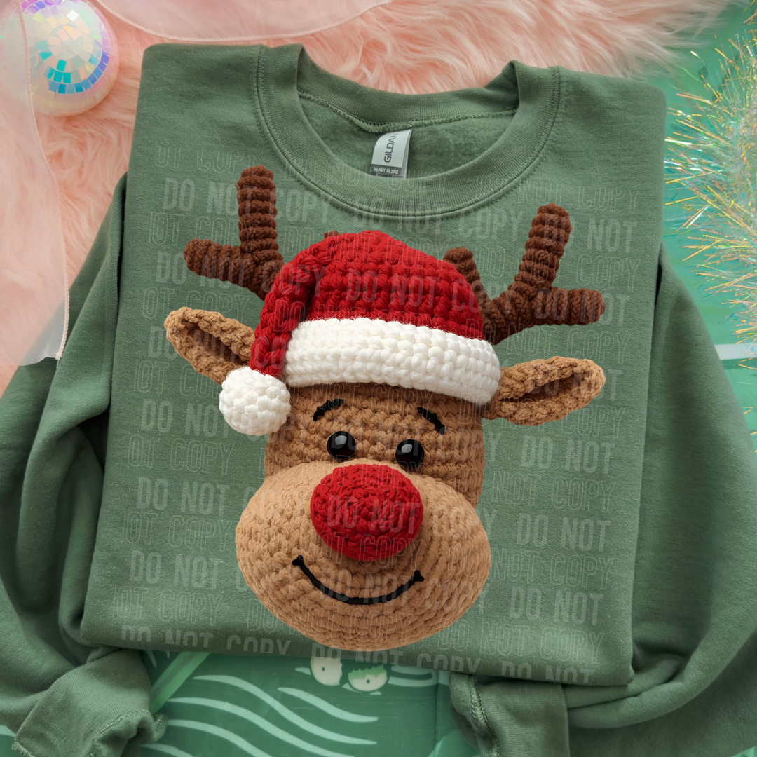 Reindeer Face Faux Yarn DTF Print