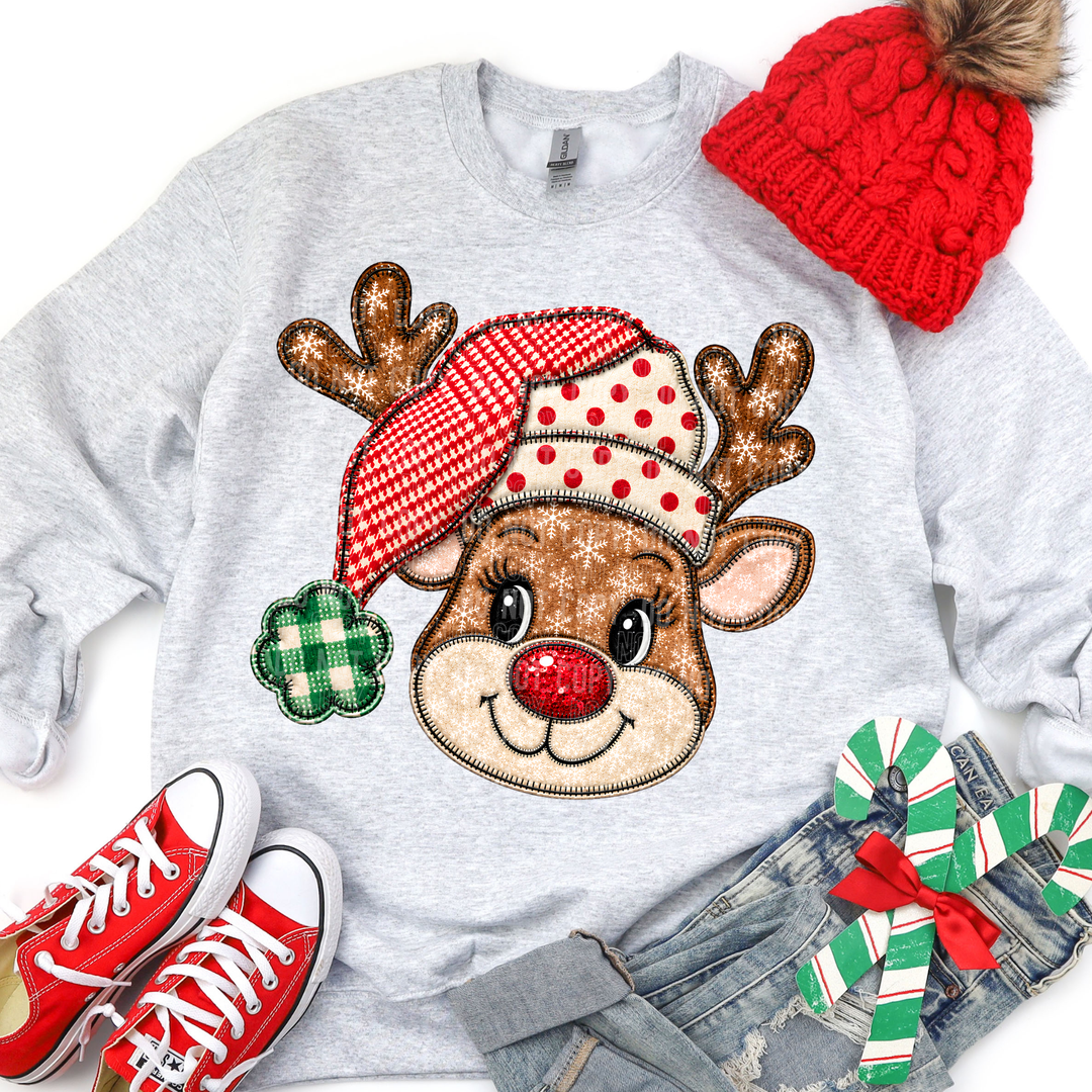 Reindeer Faux Embroidery DTF Print